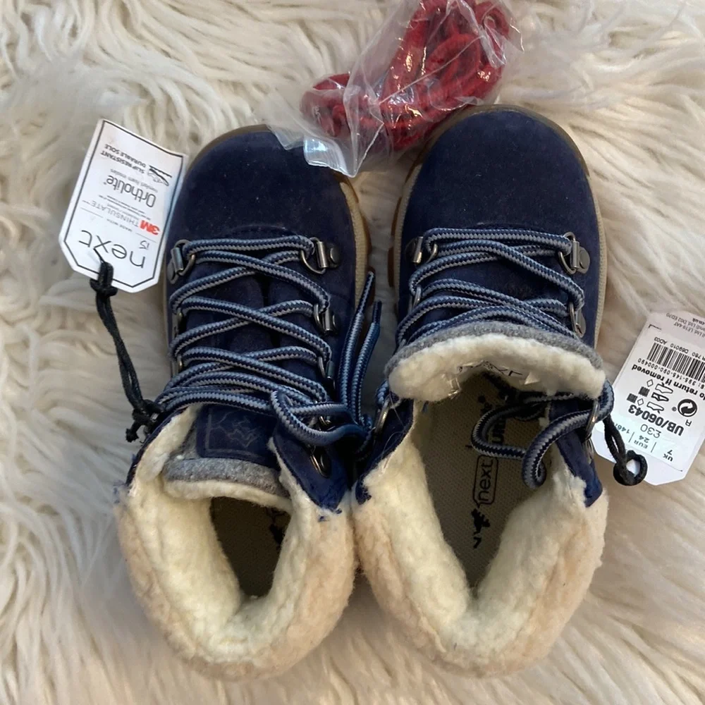 Next Blue and Tan Hiking Boots with Cozy Lining brand from U.K. see all photos